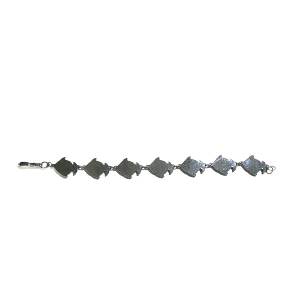 Polynesian Paua Abalone Shell Gems Fish Design 7" Silver Tone Bracelet Jewelry - Picture 4 of 5